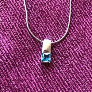 Aquamarine and silver necklace 8.5 inches